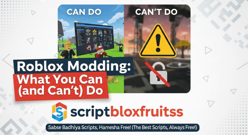 Ecrã de banimento da conta no Roblox devido ao uso de mods ou scripts não autorizados.