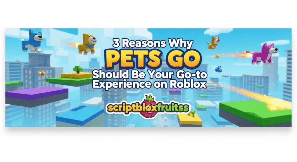 Jogador do Roblox rodeado por vários animais de estimação coloridos no jogo PETS GO.