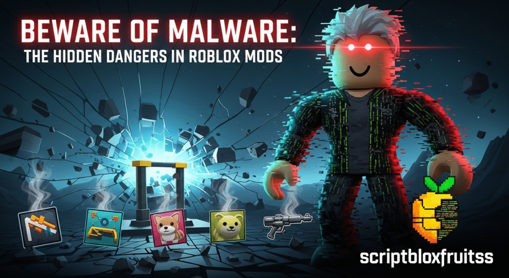 Exemplo de um site falso de "Robux Grátis" usado para roubar contas Roblox através de phishing.