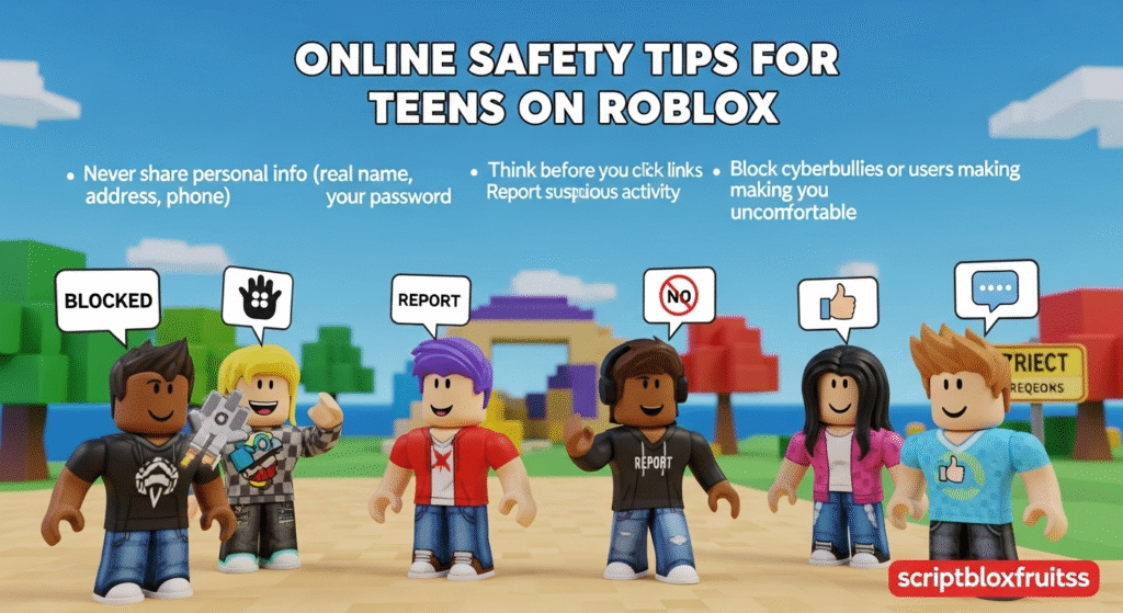 Avatar de adolescente protegido por um escudo de segurança no Roblox.