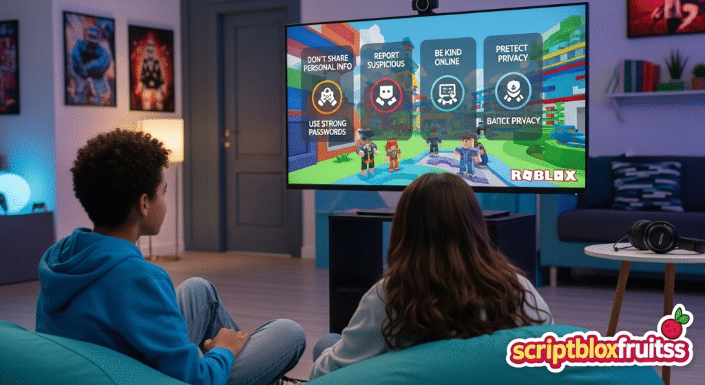 Jogador a usar a ferramenta de denúncia para reportar um comportamento inadequado no Roblox.