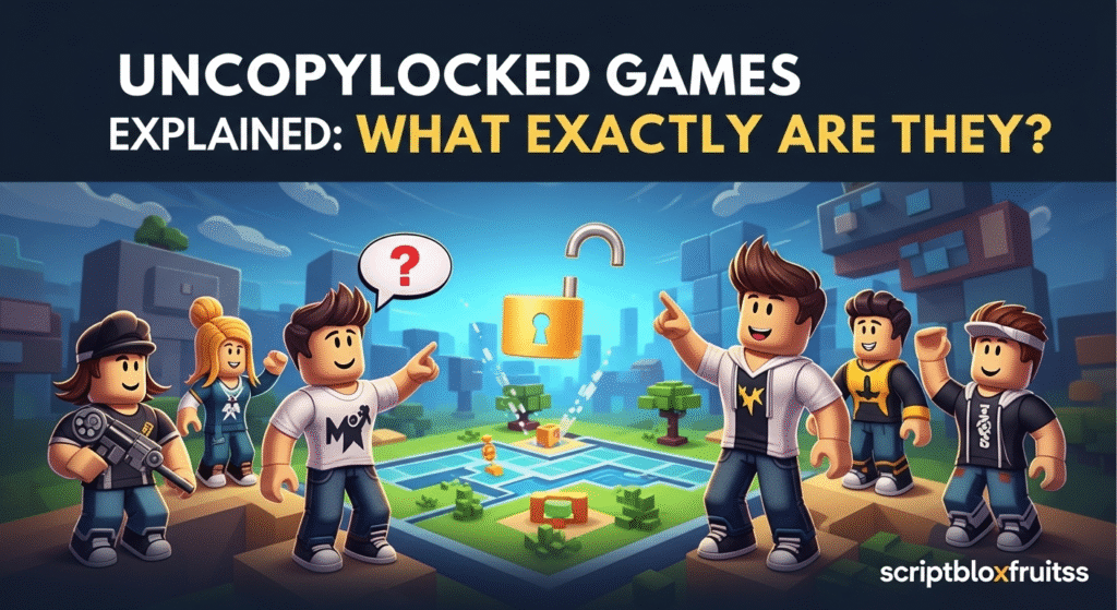 Desenvolvedor a estudar scripts de um jogo uncopylocked no Roblox Studio para aprender a programar.