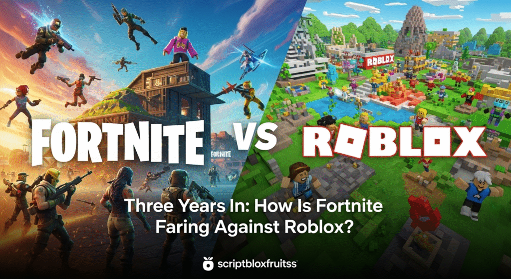  Diferença na experiência do jogador: batalha no Fortnite vs. experiência social no Roblox.