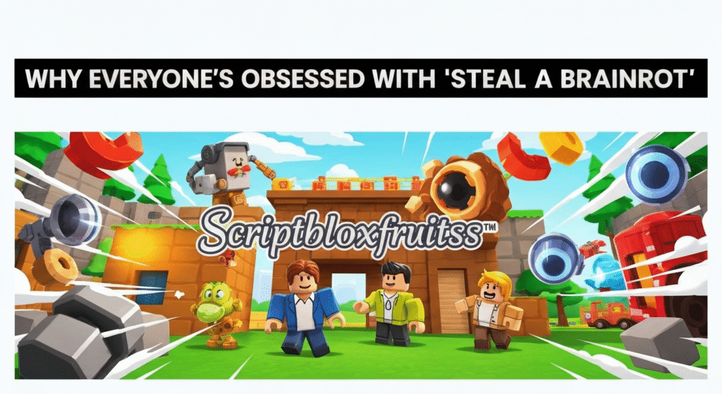 Jogador com os efeitos do "brainrot", a andar de forma errática e a citar memes no Roblox.