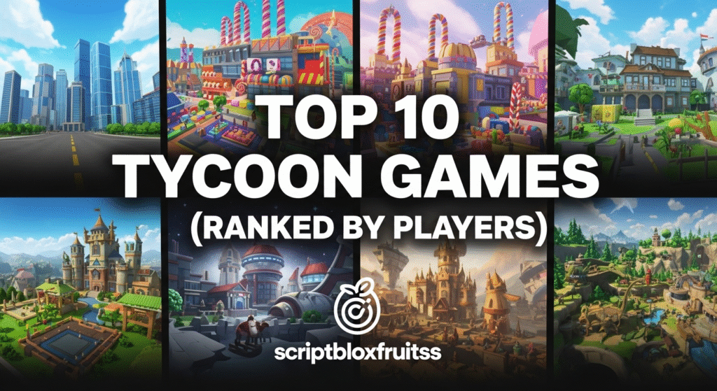 Base Tycoon totalmente construída e impressionante num jogo do Roblox.