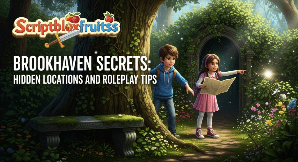 Jogador a descobrir a passagem secreta para o cofre do banco no jogo Brookhaven RP.