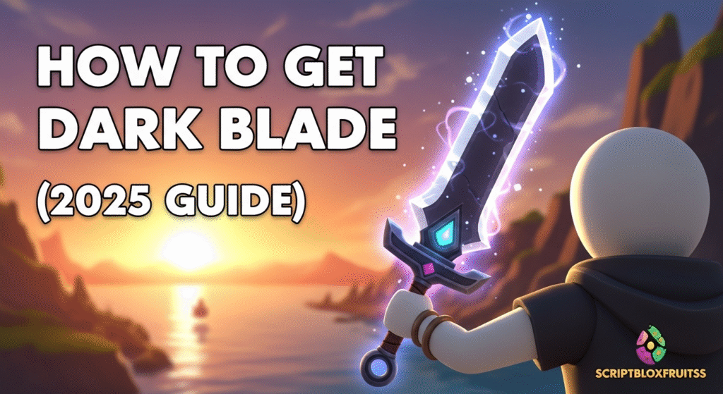 Jogador a usar um ataque especial da Dark Blade contra um Boss em Blox Fruits.