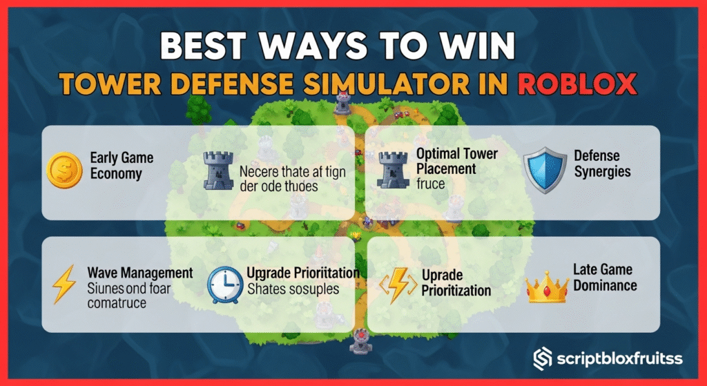 Estratégia de defesa perfeita com posicionamento de torres no Tower Defense Simulator.