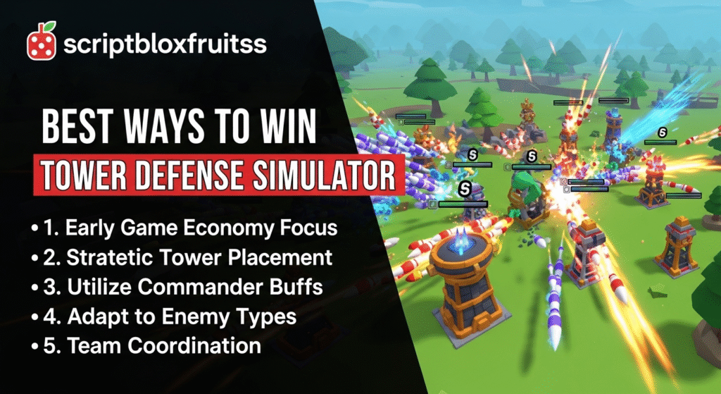 Torres a atacar um boss gigante na batalha final do Tower Defense Simulator.