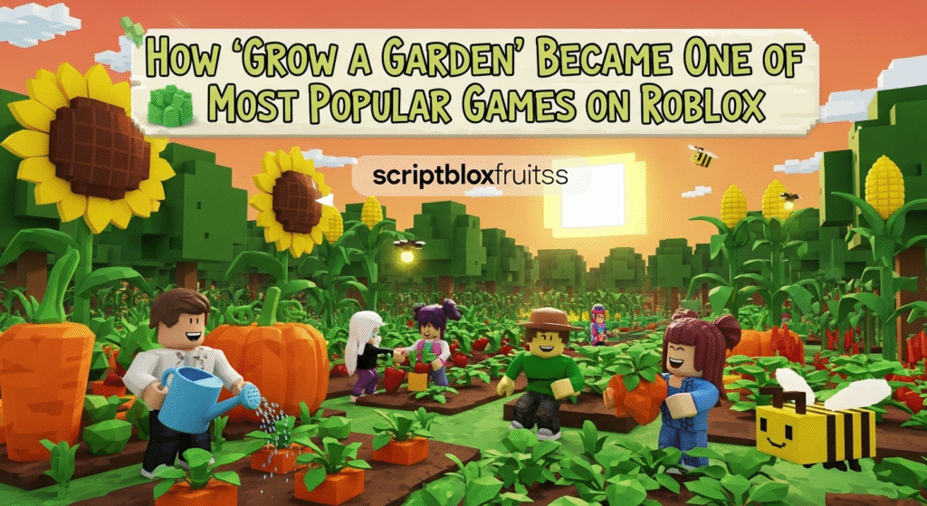 Amigos a visitar e a admirar os jardins um do outro no jogo social Grow a Garden.