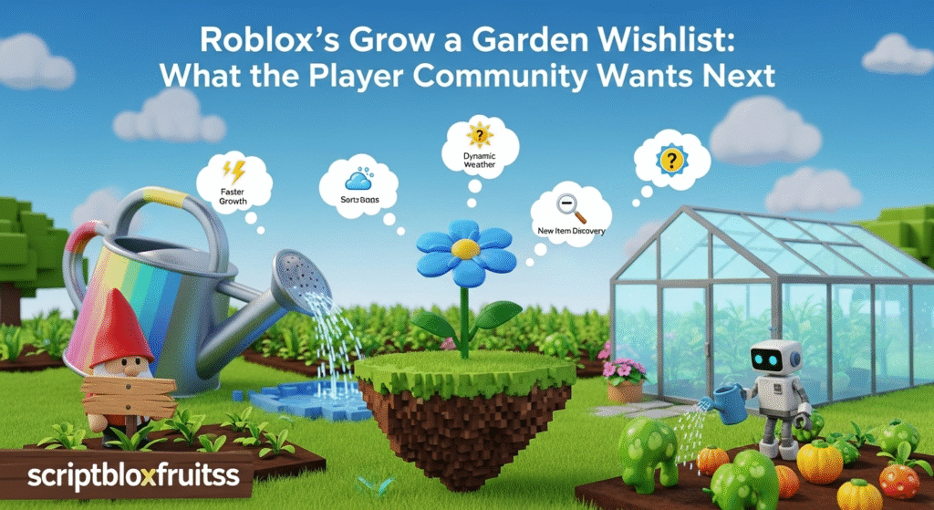 Conceitos de novos biomas para Grow a Garden: um jardim subaquático e uma gruta de cristal.