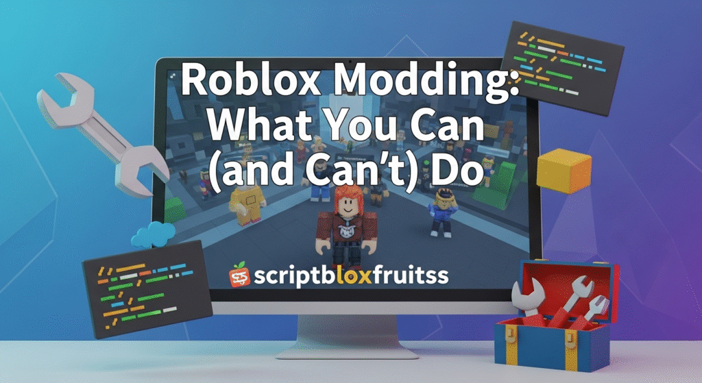 Ecrã de banimento da conta no Roblox devido ao uso de mods ou scripts não autorizados.
