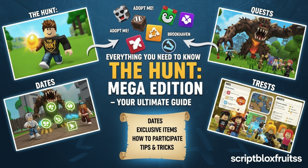 Avatar a exibir as recompensas e itens cosméticos exclusivos do evento The Hunt no Roblox.