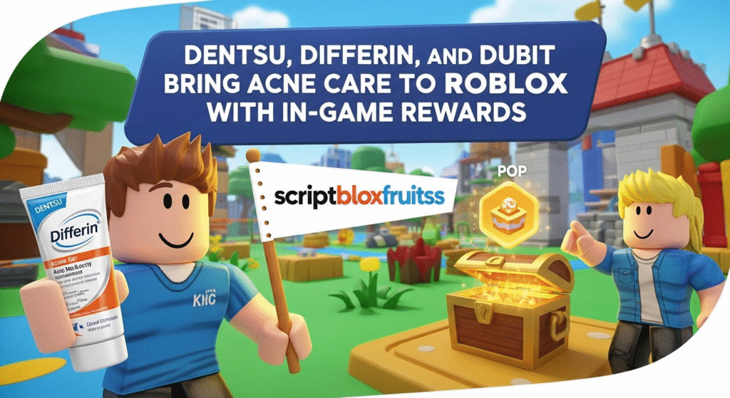 Avatar a usar os itens virtuais e recompensas exclusivas da campanha da Differin no Roblox.