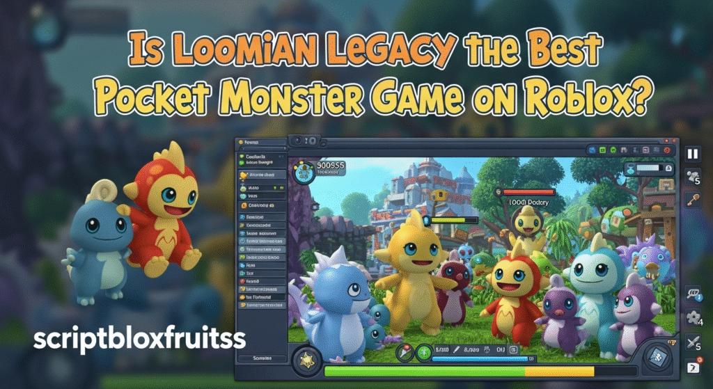 Jogador e o seu Loomian a explorar o vasto mundo do jogo Loomian Legacy.