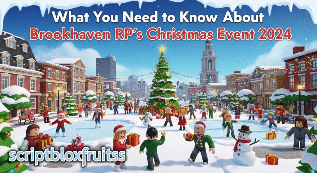 Nova casa de Natal temática no evento de Brookhaven RP 2024.