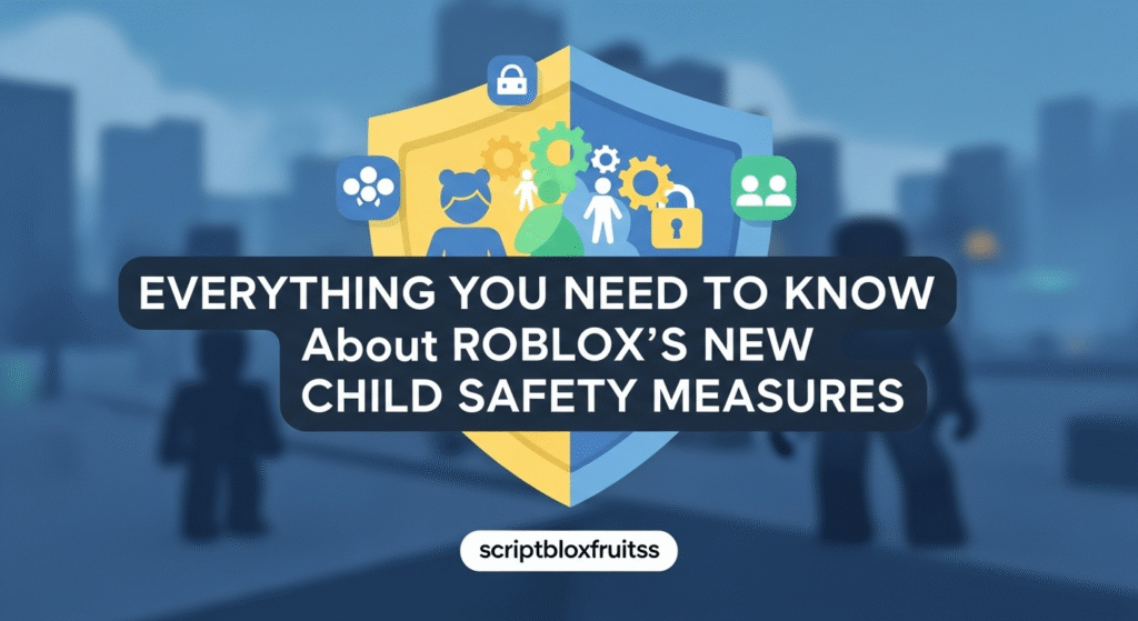 Pai/mãe a proteger uma criança com um escudo de segurança no Roblox.