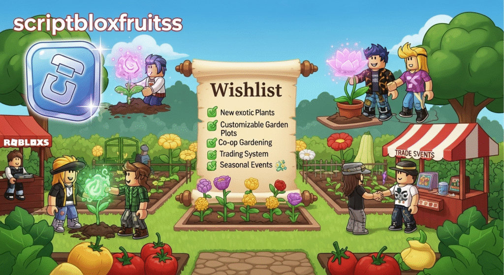 Conceito de um evento de Halloween no jogo Grow a Garden, um desejo da comunidade.