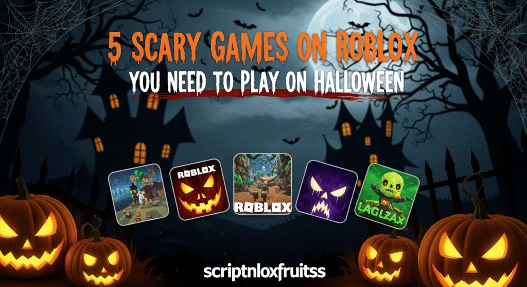 Monstro a perseguir um jogador num corredor de um jogo de terror do Roblox.