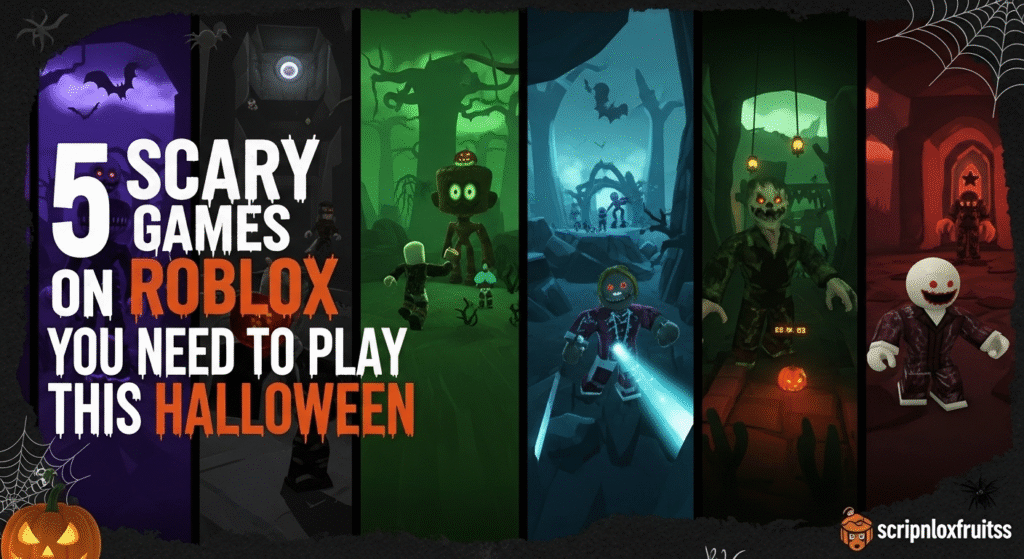 Grupo de jogadores a barricar uma porta para sobreviver a monstros num jogo de terror cooperativo do Roblox.