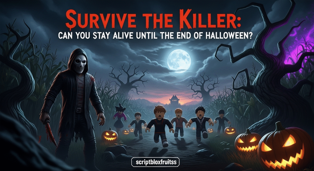  Jogador escondido num armário a observar o assassino em Survive the Killer.