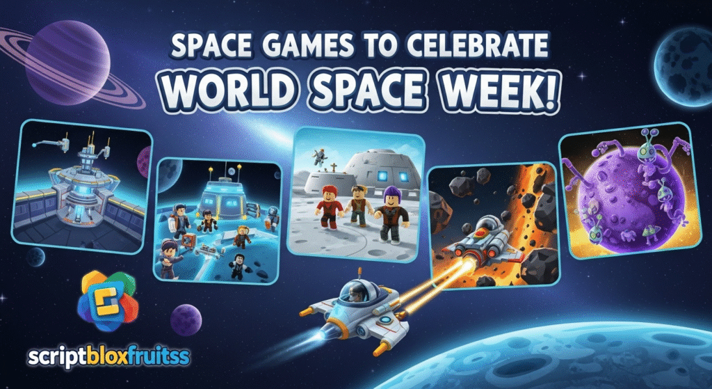 Jogadores a construir uma base espacial na Lua num jogo de simulação do Roblox.