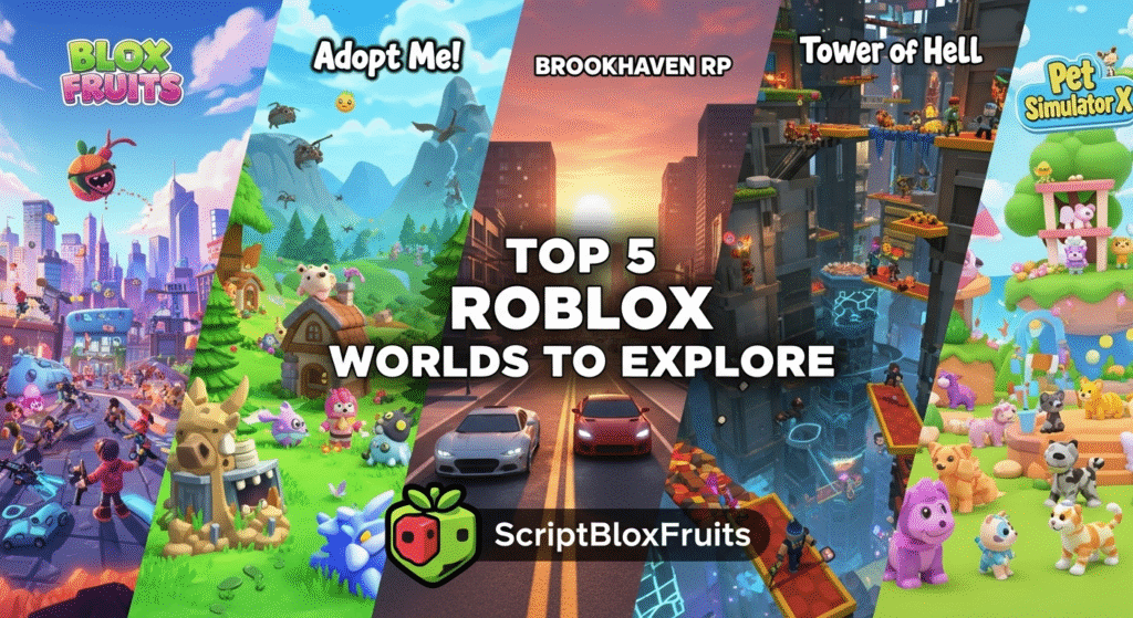 Avatar a explorar uma cidade cyberpunk cheia de néon num mundo imersivo do Roblox.