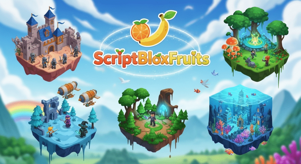 Montagem dos melhores jogos de MMORPG de fantasia do Roblox, com um mago, um cavaleiro e um elfo.